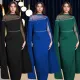 Fashionable women's elegant rhinestone chiffon shawl long sleeved dress