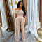 Casual Commuter Solid Color Set with Diagonal Shoulders and Wide Legs, Two Piece Set