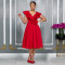 Fashionable women's elegant high waisted ruffled party dress