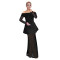 Fashionable women's elegant and sexy long sleeved mesh see through skirt set