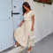 Temperament collar loose pleated mid length dress