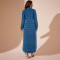 Women's new denim long sleeved lapel cardigan jacket style dress