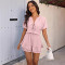 Hollow out short sleeved lotus leaf sleeve jumpsuit