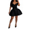 Women's dress sexy fluffy short skirt V-neck party nightclub dress summer