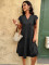 V-neck loose short sleeved waist cinching dress