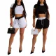 Women's sports knitted shorts set two-piece set sexy hot pants short T summer