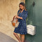 New style, fashionable, fresh, printed high waisted A-line dress