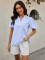 V-neck bubble short sleeved loose women's top