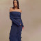 Women's sexy three-dimensional floral long skirt, one shoulder knitted dress