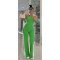 Fashion splicing contrasting color V-neck zipper sleeveless split pants two-piece set