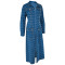 Women's new denim long sleeved lapel cardigan jacket style dress