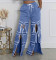 Fashionable solid color splicing strap casual straight leg pants (pants only, not top)