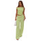 Elastic Bubble Single Shoulder Diagonal Collar Folded Wide Leg Pants Set Two Piece Set