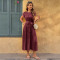 Round neck sleeveless pleated dress for women