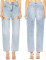 Women's washed denim jeans with multiple pockets and hand drilled opening
