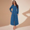 Women's new denim long sleeved lapel cardigan jacket style dress