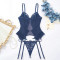 Sexy lingerie set, lace see through jumpsuit, thong shorts, women's two-piece set