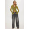 Y2K hollow lace V-neck cardigan long sleeved lace up top