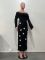 Women's sexy three-dimensional floral long skirt, one shoulder knitted dress