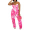 Women's suit printed tassel lace camisole jumpsuit two-piece set for summer