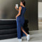 Women's new denim round neck sleeveless slim fit hip hugging dress