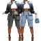 Women's workwear retro denim five quarter shorts