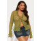 Y2K hollow lace V-neck cardigan long sleeved lace up top
