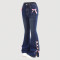 Women's bow jeans, loose straight leg wide leg pants, long pants