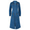Women's new denim long sleeved lapel cardigan jacket style dress