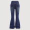 Women's bow jeans, loose straight leg wide leg pants, long pants