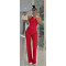 Fashion splicing contrasting color V-neck zipper sleeveless split pants two-piece set