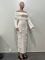 Women's sexy three-dimensional floral long skirt, one shoulder knitted dress