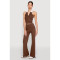 Fashion splicing contrasting color V-neck zipper sleeveless split pants two-piece set