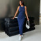 Women's new denim round neck sleeveless slim fit hip hugging dress