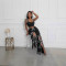 Fashionable solid color splicing strap casual straight leg pants (pants only, not top)