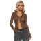 Y2K hollow lace V-neck cardigan long sleeved lace up top