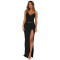 Fashion strap V-neck pleated split skirt set, two-piece set