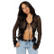 Y2K hollow lace V-neck cardigan long sleeved lace up top