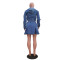 New women's casual washed denim short skirt set