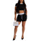 Women's sports knitted shorts set two-piece set sexy hot pants short T summer