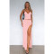 Fashion strap V-neck pleated split skirt set, two-piece set