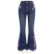 Women's bow jeans, loose straight leg wide leg pants, long pants