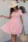 Source of Flower Dresses Square Collar Short Sleeve High