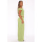 Elastic Bubble Single Shoulder Diagonal Collar Folded Wide Leg Pants Set Two Piece Set