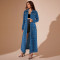 Women's new denim long sleeved lapel cardigan jacket style dress