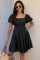 Source of Flower Dresses Square Collar Short Sleeve High