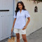 V-neck bubble short sleeved loose women's top