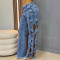 Personalized side hollow S-line denim splicing for women's clothing