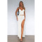 Fashion strap V-neck pleated split skirt set, two-piece set