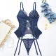 Sexy lingerie set, lace see through jumpsuit, thong shorts, women's two-piece set